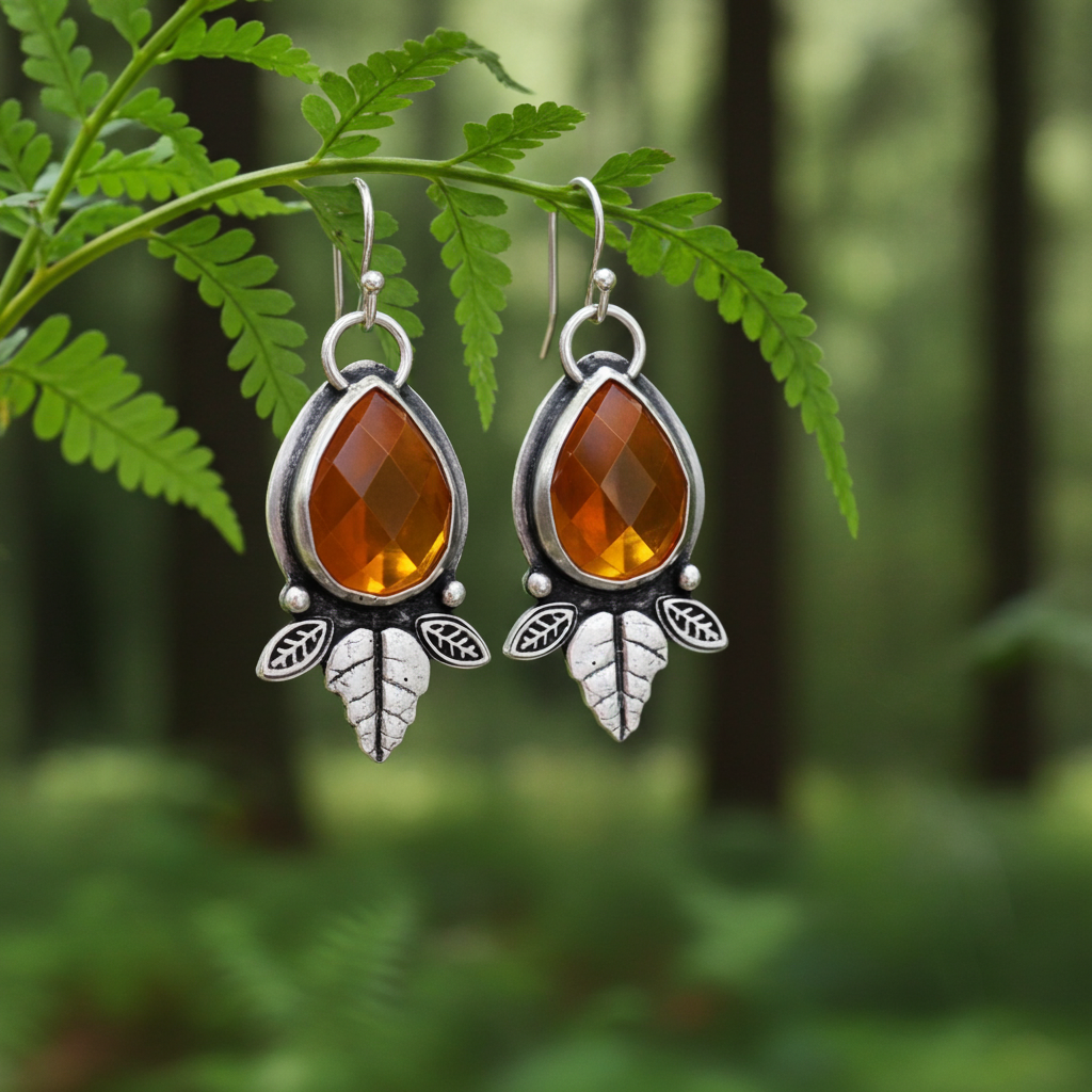 Edelstein Tropfen Ohrringe Silber 925 mit Karneol in Orange