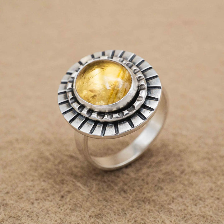 Citrin Statement Ring aus Sterling Silber 925