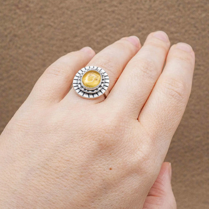 Citrin Statement Ring aus Sterling Silber 925