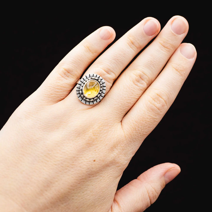 Citrin Statement Ring aus Sterling Silber 925