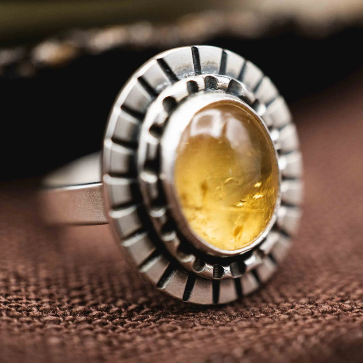 Citrin Statement Ring aus Sterling Silber 925
