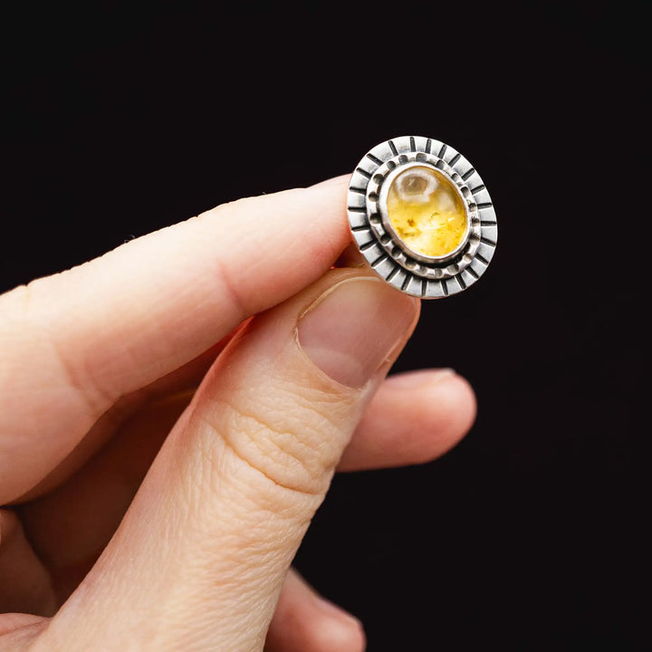 Citrin Statement Ring aus Sterling Silber 925
