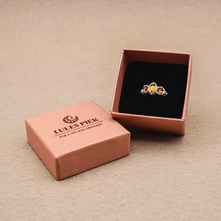 Citrin Ring aus Silber 925 mit drei Steinen