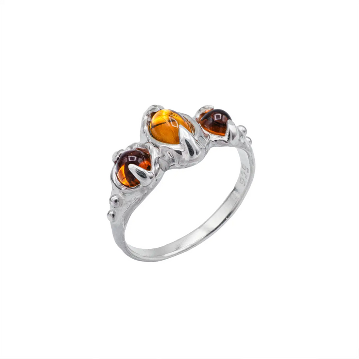 Citrin Ring aus Silber 925 mit drei Steinen
