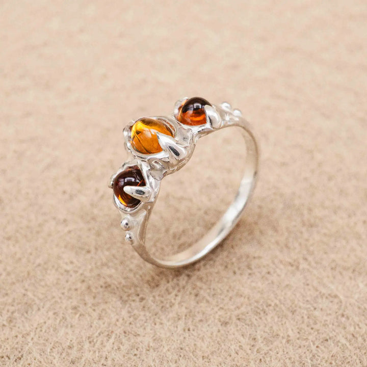 Citrin Ring aus Silber 925 mit drei Steinen