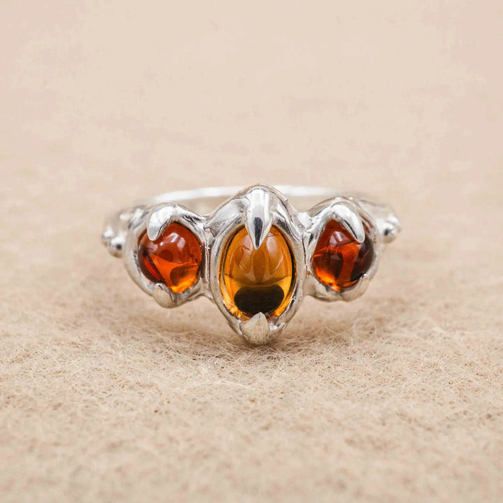 Citrin Ring aus Silber 925 mit drei Steinen