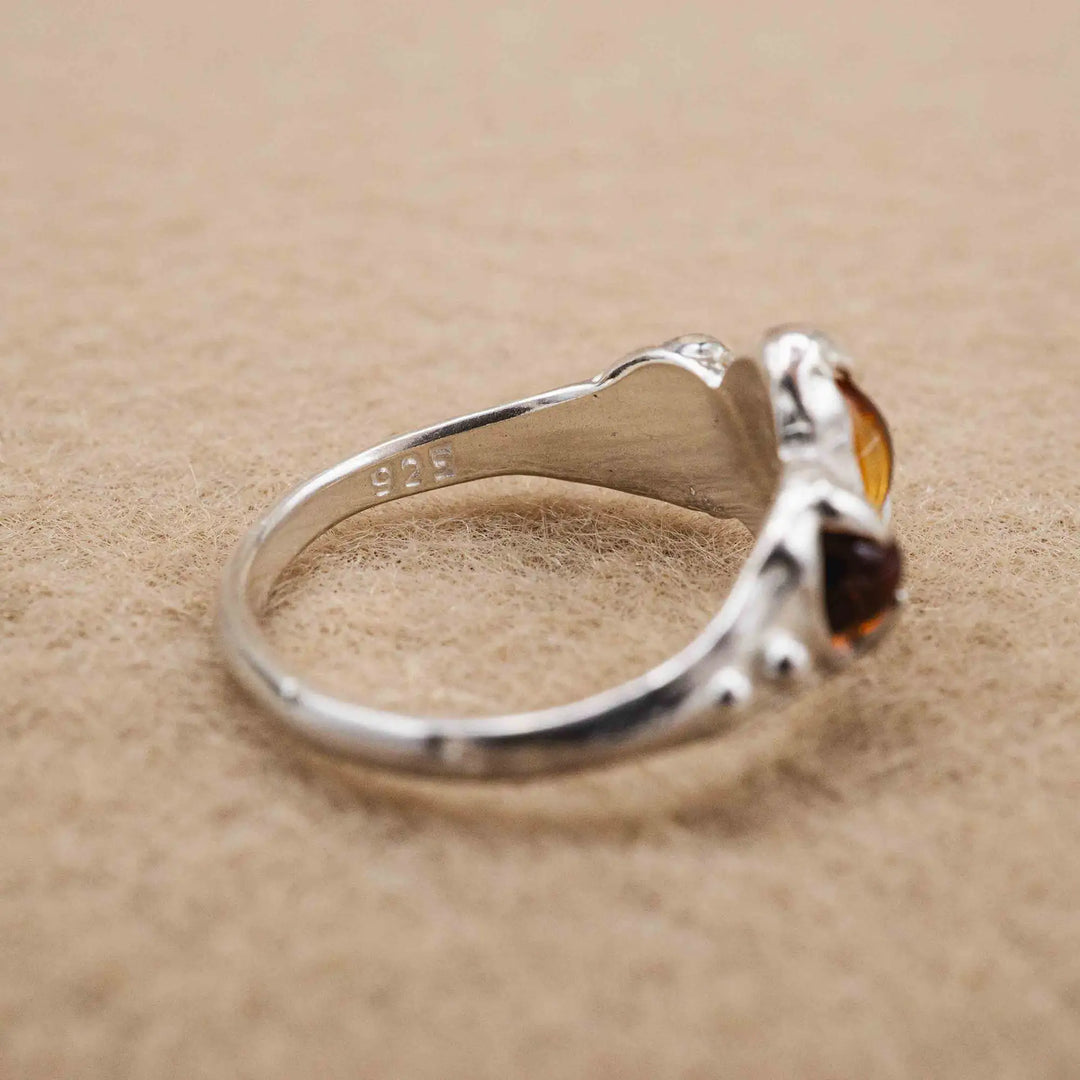 Citrin Ring aus Silber 925 mit drei Steinen