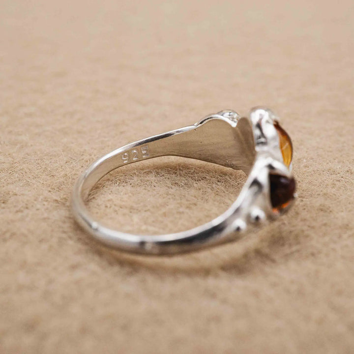 Citrin Ring aus Silber 925 mit drei Steinen