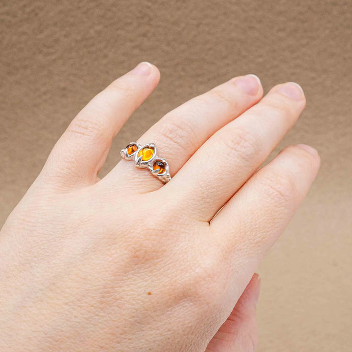 Citrin Ring aus Silber 925 mit drei Steinen