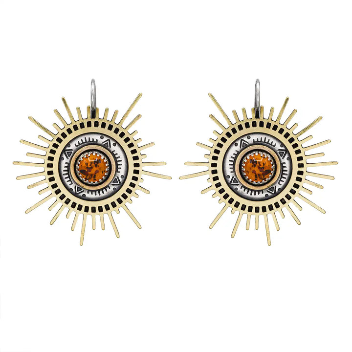 Large Statement Sun Earrings with Amber // Queen Ambra