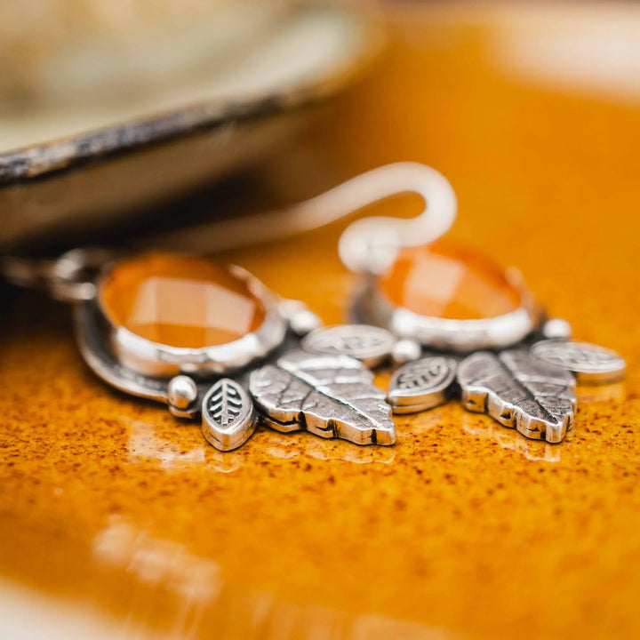 Edelstein Tropfen Ohrringe Silber 925 mit Karneol in Orange