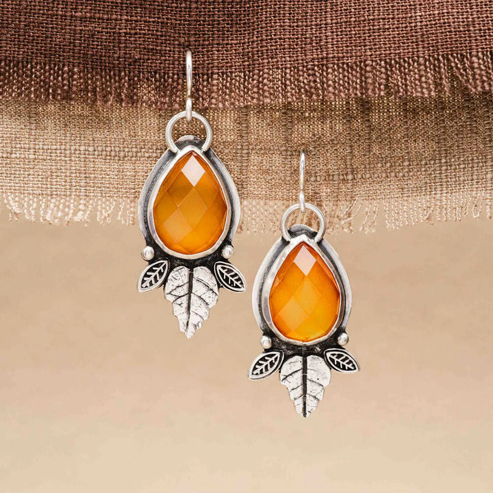 Edelstein Tropfen Ohrringe Silber 925 mit Karneol in Orange