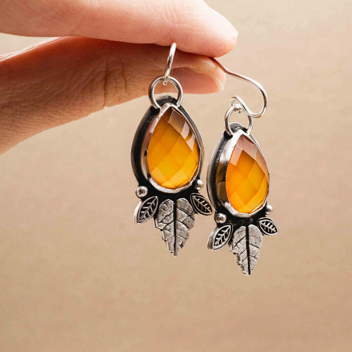 Edelstein Tropfen Ohrringe Silber 925 mit Karneol in Orange