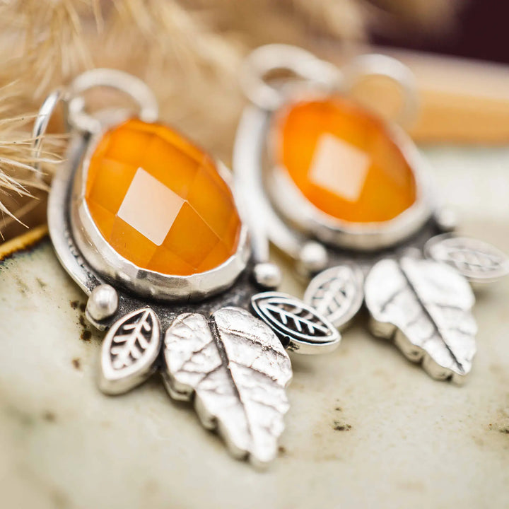 Edelstein Tropfen Ohrringe Silber 925 mit Karneol in Orange