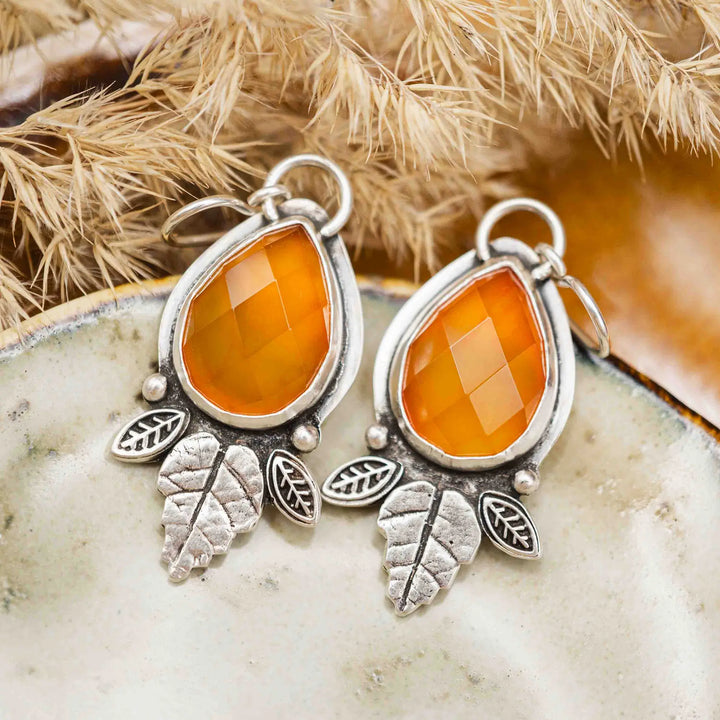 Edelstein Tropfen Ohrringe Silber 925 mit Karneol in Orange