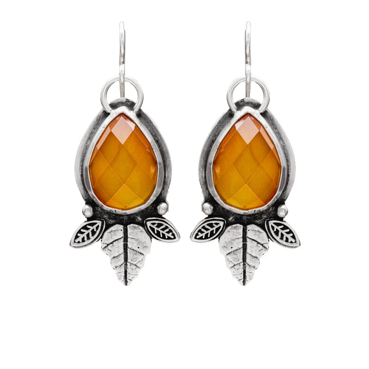 Edelstein Tropfen Ohrringe Silber 925 mit Karneol in Orange
