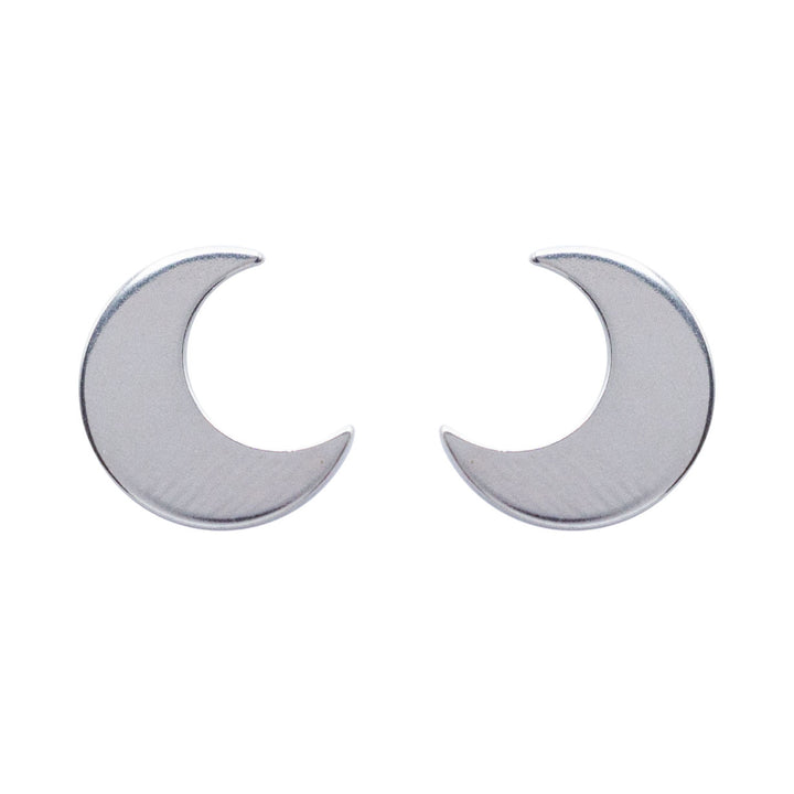 Real silver moon stud earrings // Luna