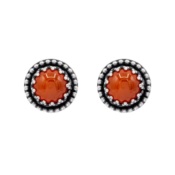 Real silver stud earrings with orange carnelian // honey drop stud earrings