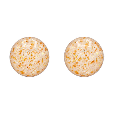Kleine runde Mini Ohrstecker •Galaxie• in Pfirsich Opal