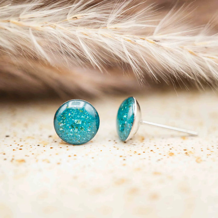 Kleine blaue Glitzer Ohrringe // Galaxie Ohrstecker türkis - Lules Piek