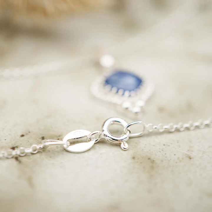 Kyanit Ohrringe und Kette // Schmuckset aus Silber mit blauem Edelstein