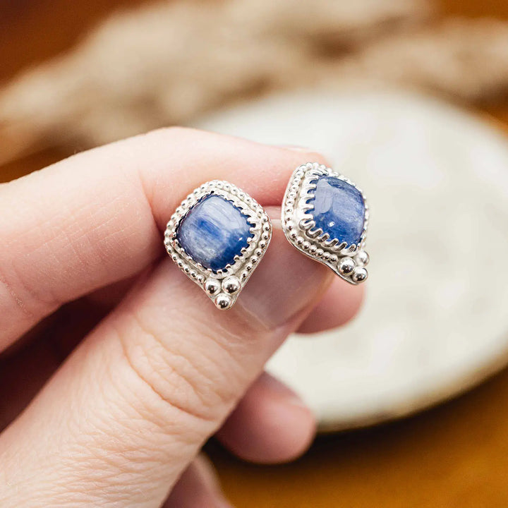 Kyanit Ohrringe und Kette // Schmuckset aus Silber mit blauem Edelstein