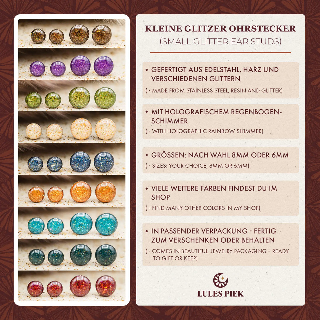 Kleine schwarze Glitzer Ohrringe // Edelstahl Galaxie Ohrstecker