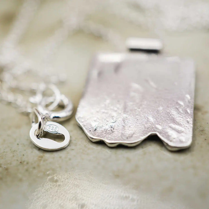 Tree bark necklace made of 925 silver // Sterling silver necklace with wood texture