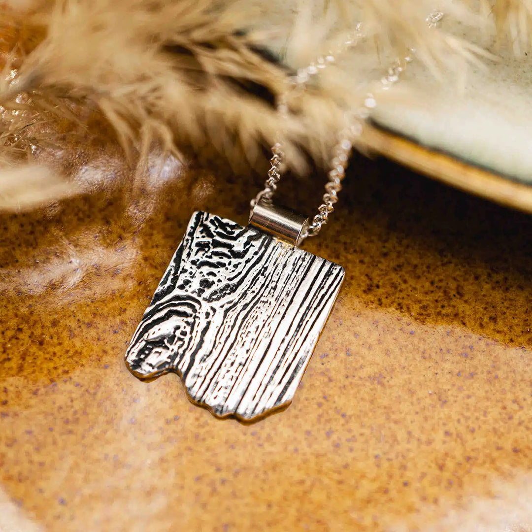 Tree bark necklace made of 925 silver // Sterling silver necklace with wood texture