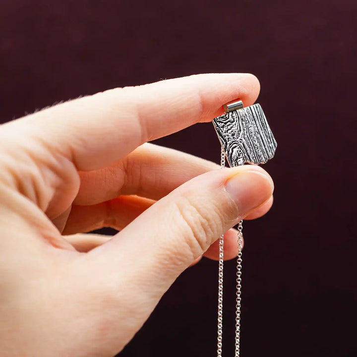 Tree bark necklace made of 925 silver // Sterling silver necklace with wood texture