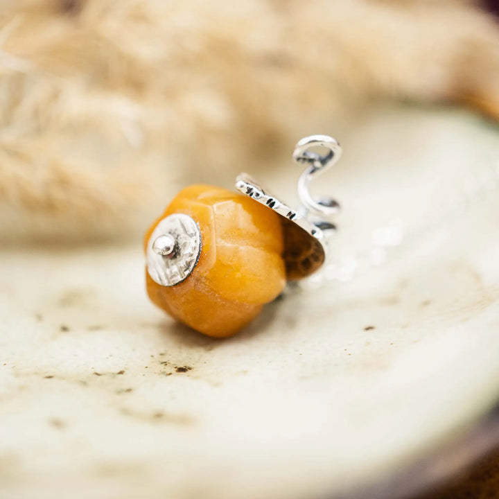 Gemstone Pumpkin Necklace Silver 925 with Yellow Topaz Jade
