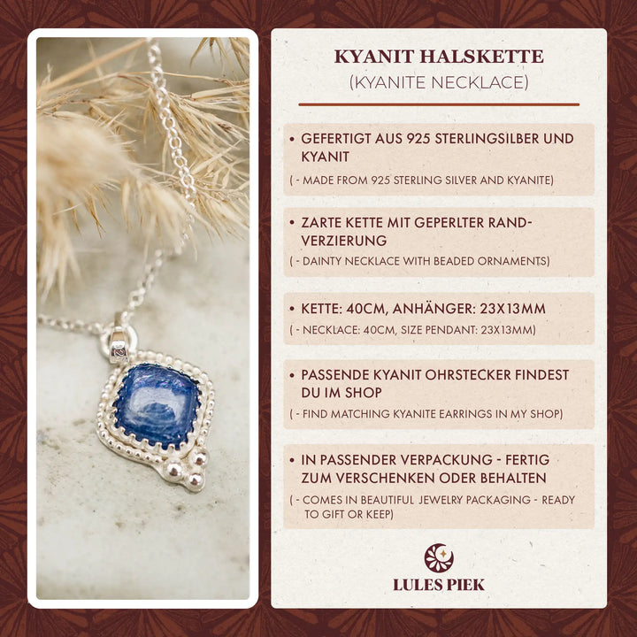Kyanit Kette // Zarte Silberkette mit blauem Stein