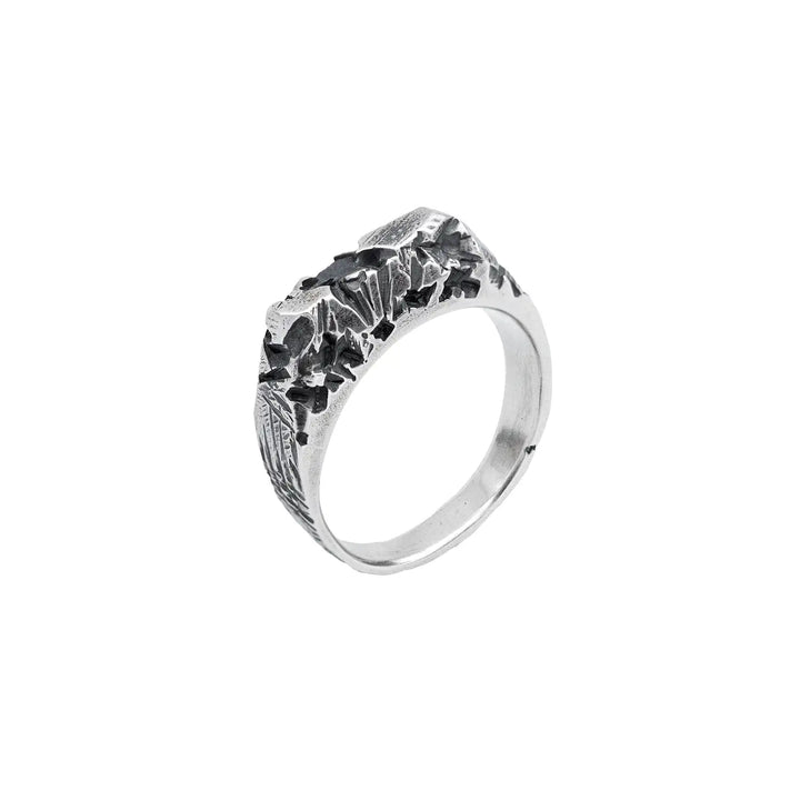 Massiver geschnitzter Ring aus Silber 925