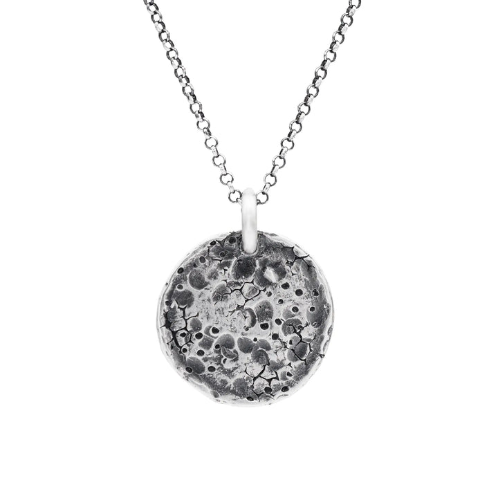 Mond Kette aus Silber 925 // Vollmond Kette mit Textur