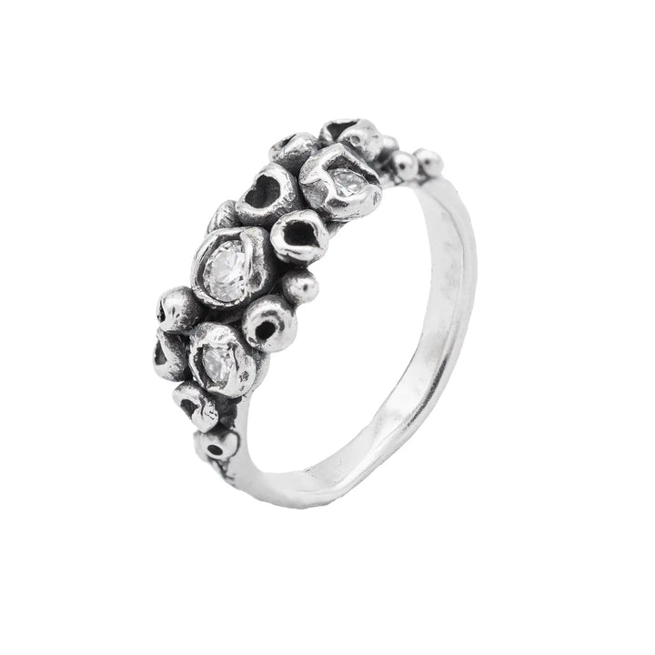Moissanit Ring aus Silber // Ring mit 3 Steinen