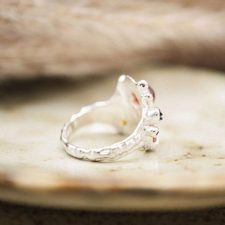 Silberring mit 3 Steinen // Blumenstrauß Ring mit Granat und Citrin