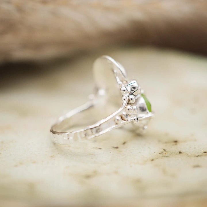 Silberring mit 3 Steinen // Blumenstrauß Ring mit Peridot, Citrin, Unakit