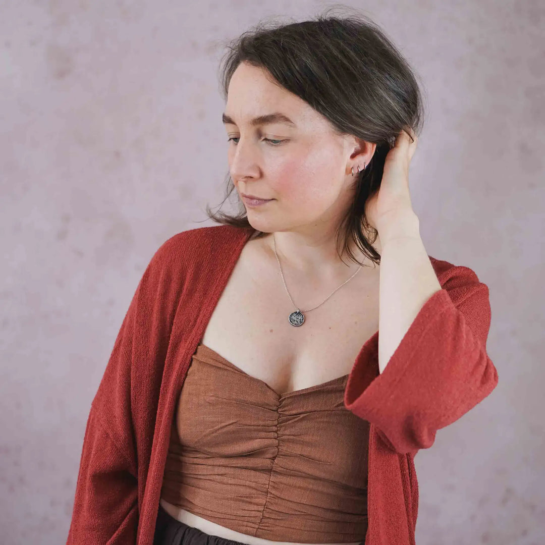 Mond Kette aus Silber 925 - organische Vollmond Kette mit Textur