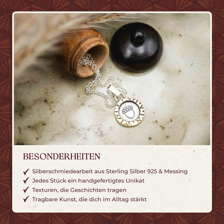 Kette aus Silber 925 mit Eichel - Naturschmuck Halskette