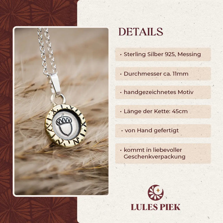 Kette aus Silber 925 mit Eichel - Naturschmuck Halskette
