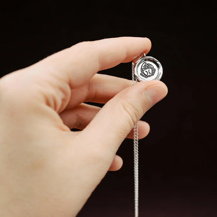 Kette mit Sternzeichen Krebs aus Sterling Silber 925. Der Sternzeichen Anhänger hat die Form einer Münz-Kette im Wachssiegel-Look und hängt an einer zarten Echt Silber Kette.