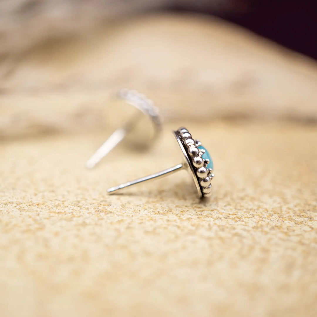 Seitenansicht ohrstecker sterling silber – Amazonit Ohrstecker mit 925 Silberstift