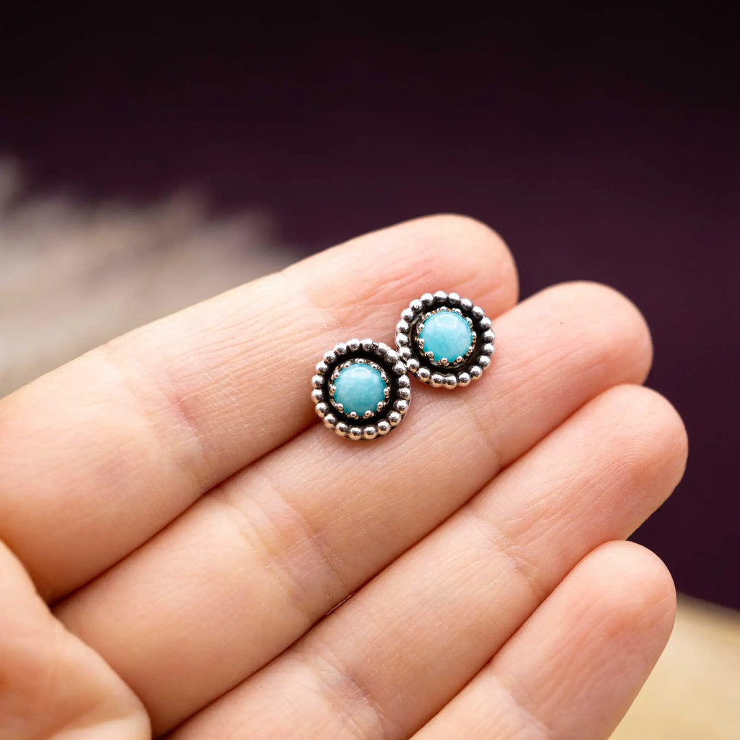 Handgefertigter Silberschmuck – Amazonit Schmuck in Türkis als dezente Ohrringe für den Alltag