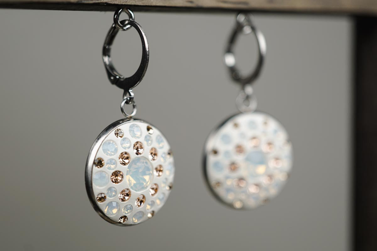 Kurze Ohrhänger •Silk• in 22mm mit Kristallen - Lules Piek