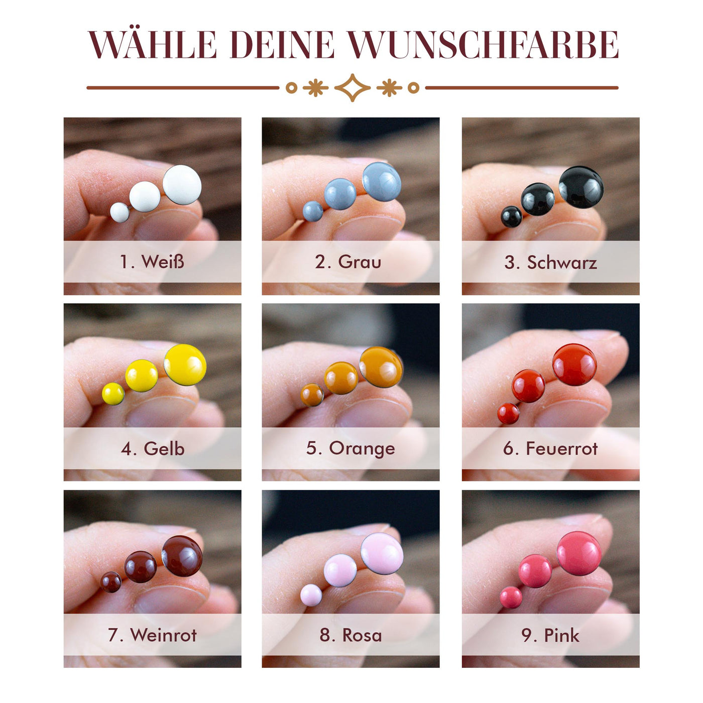 Mini Ohrstecker Set 8mm - freie Farbwahl