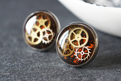 Steampunk Ohrstecker •Toki• 14mm mit Edelstahl - Lules Piek