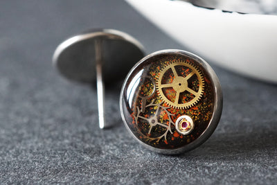 Steampunk Ohrstecker •Toki• 14mm mit Edelstahl - Lules Piek