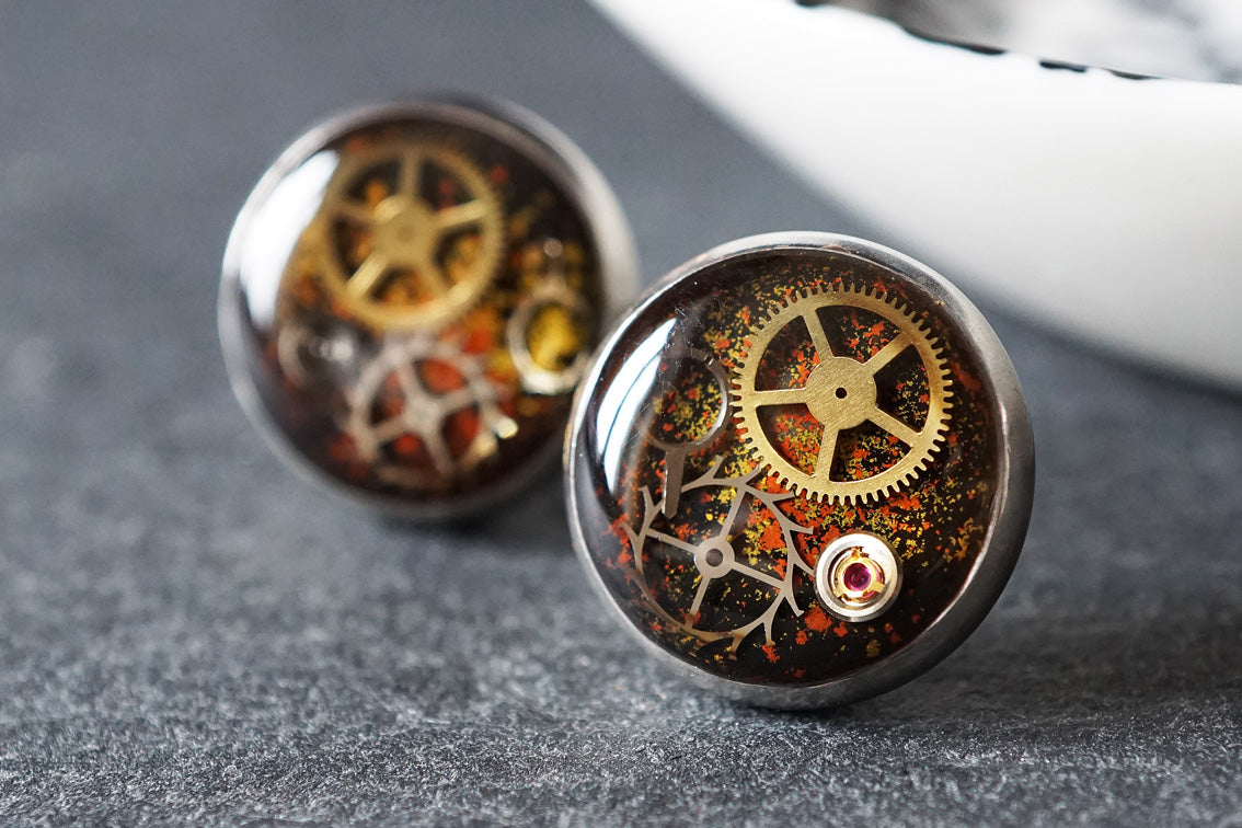 Steampunk Ohrstecker •Toki• 14mm mit Edelstahl - Lules Piek