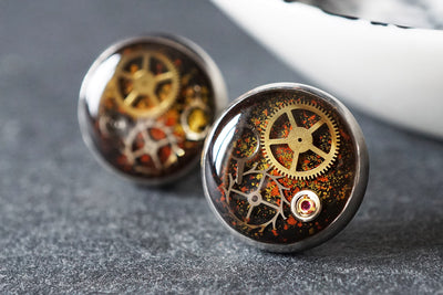 Steampunk Ohrstecker •Toki• 14mm mit Edelstahl - Lules Piek