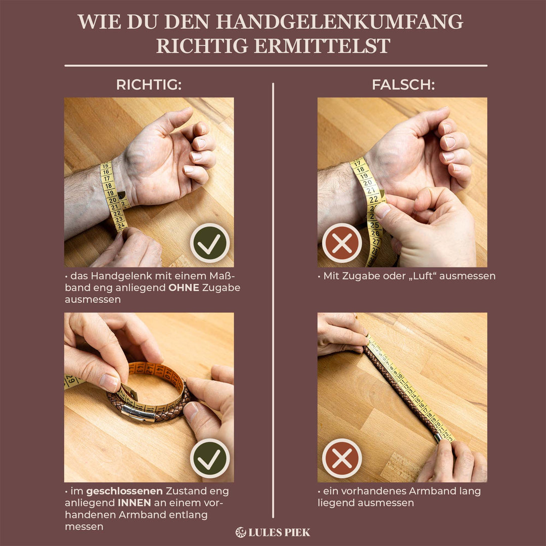 Dickes Lederarmband in Braun mit Gravur auf Echtsilber - Lules Piek